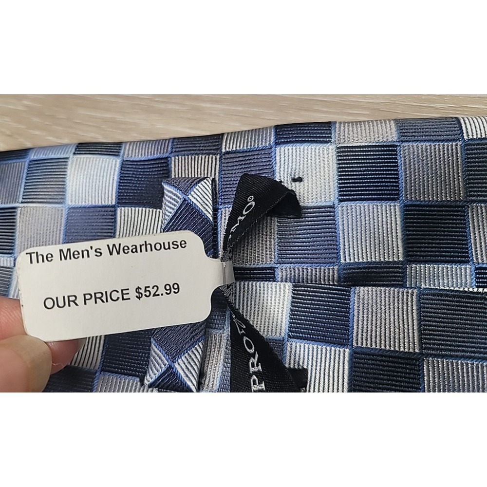 Pronto Uomo Couture Silk Tie Checker Pattern Mens Wearhouse New w Tag - Picture 9 of 9